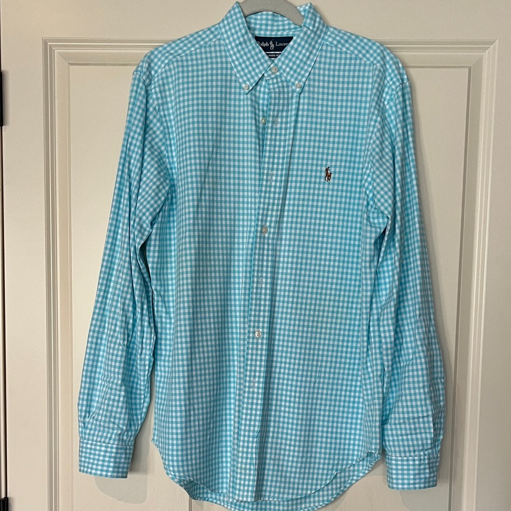 Ralph Lauren Men's Aqua Gingham Shirt